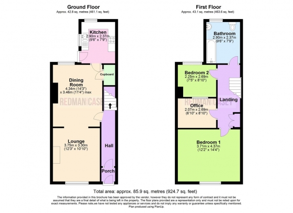 Floor Plan for 2 Bedroom Terraced House for Sale in Webb Street, Horwich, Bolton, BL6, 5NS - OIRO &pound140,000