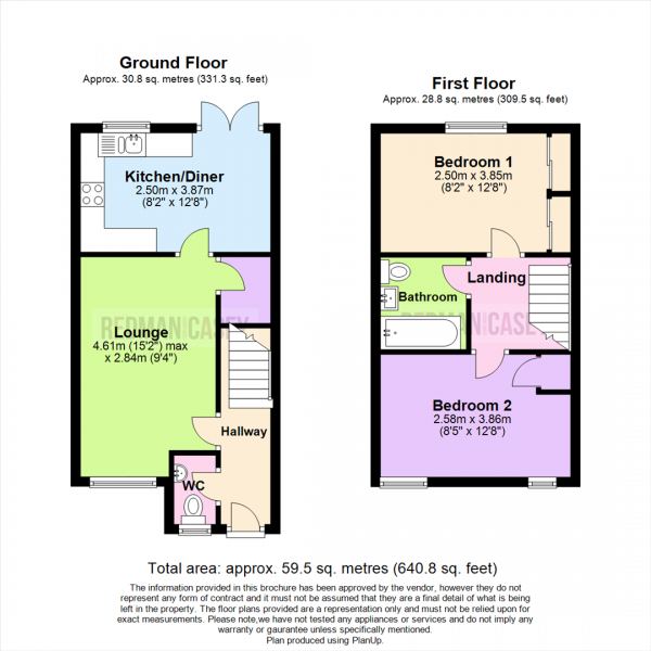 Floor Plan for 2 Bedroom Terraced House for Sale in Foxhunter Close, Lostock, Bolton, BL6, 4GR - OIRO &pound145,000