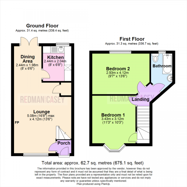 Floor Plan for 2 Bedroom Property for Sale in Eastwood Close, Bolton, BL3, 4TG - OIRO &pound130,000