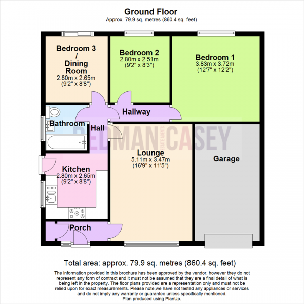 Floor Plan Image for 3 Bedroom Semi-Detached Bungalow for Sale in Melbourne Close, Horwich, Bolton