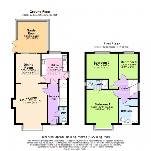Floor Plan for 3 Bedroom Detached House for Sale in Cotswold Drive, Horwich, Bolton, BL6, 7DE -  &pound285,000