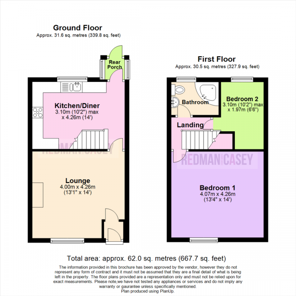 Floor Plan Image for 2 Bedroom Terraced House to Rent in Cambridge Road, Lostock, Bolton