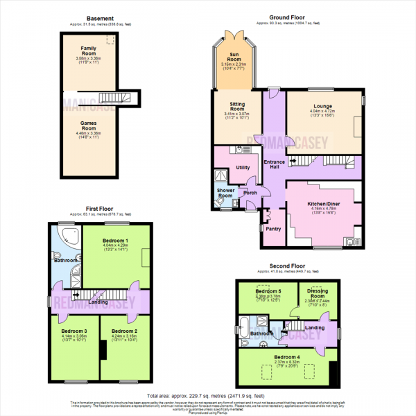 Floor Plan for 5 Bedroom Detached House for Sale in Taylors Lane, Ainsworth, Bolton, BL2, 6QS - Offers Over &pound570,000