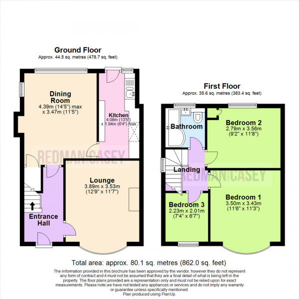 Floor Plan for 3 Bedroom Semi-Detached House for Sale in Blenheim Road, Breightmet, Bolton, BL2, 6EA - OIRO &pound180,000