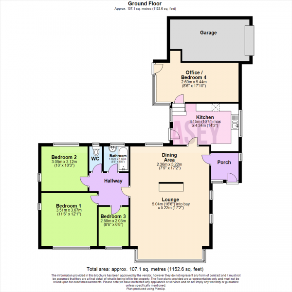 Floor Plan Image for 3 Bedroom Detached Bungalow for Sale in Stocks Park Drive, Horwich, Bolton