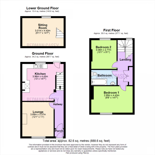 Floor Plan for 2 Bedroom Cottage for Sale in Church Street, Horwich, BL6, 6AB - Offers Over &pound155,000