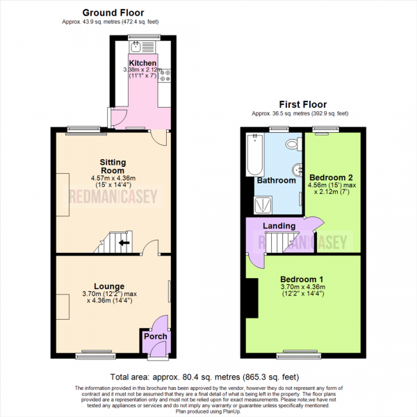 Floor Plan for 2 Bedroom Terraced House for Sale in Markland Hill Lane, Bolton, BL1, 5PS - OIRO &pound140,000