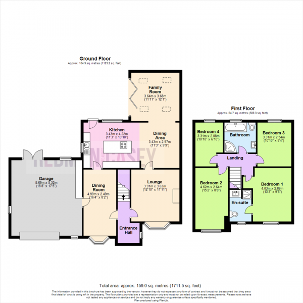 Floor Plan for 4 Bedroom Detached House for Sale in Springfield Road, Sharples, Bolton, BL1, 7LQ -  &pound395,000