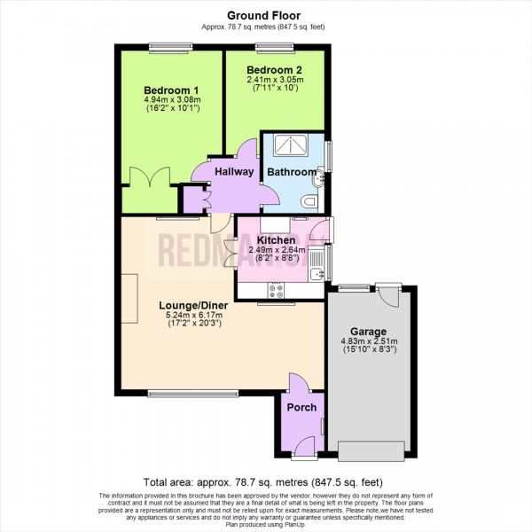 Floor Plan for 2 Bedroom Detached Bungalow for Sale in Cox Green Road, Egerton, Bolton, BL7, 9UT - OIRO &pound260,000