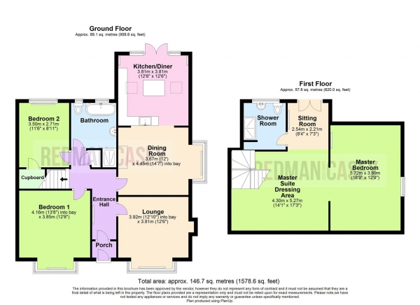 Floor Plan for 3 Bedroom Semi-Detached House for Sale in Lever Park Avenue, Horwich, Bolton, BL6, 7LG - OIRO &pound340,000