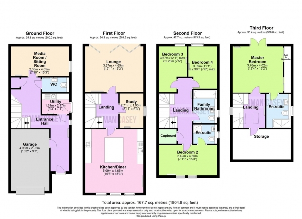 Floor Plan for 4 Bedroom Detached House for Sale in Waterside, Belmont, Bolton, BL7, 8AQ - Guide Price &pound435,000