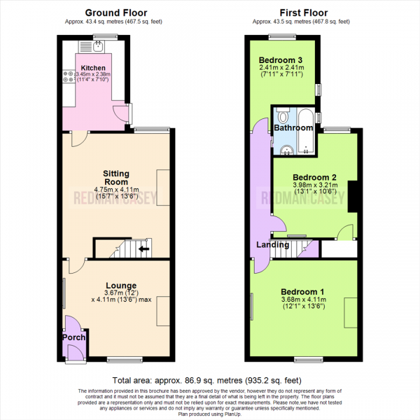 Floor Plan Image for 3 Bedroom Terraced House for Sale in George Street, Horwich, Bolton