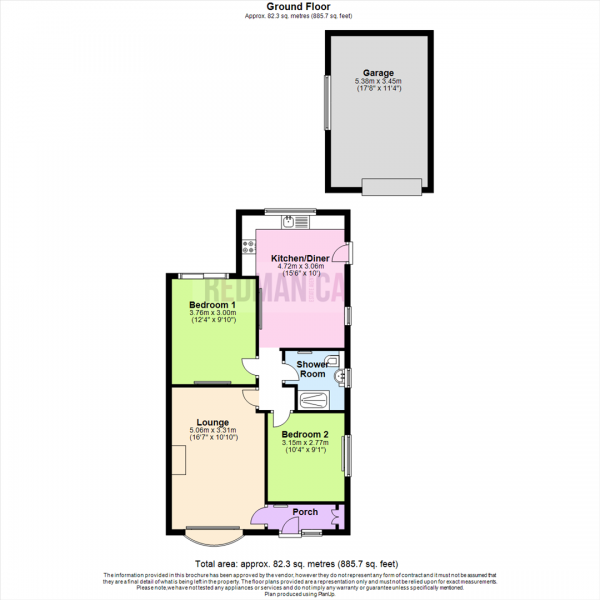 Floor Plan Image for 2 Bedroom Semi-Detached Bungalow for Sale in Ainse Road, Blackrod, Bolton