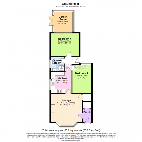 Floor Plan Image for 2 Bedroom Semi-Detached Bungalow for Sale in Glabyn Avenue, Lostock, Bolton