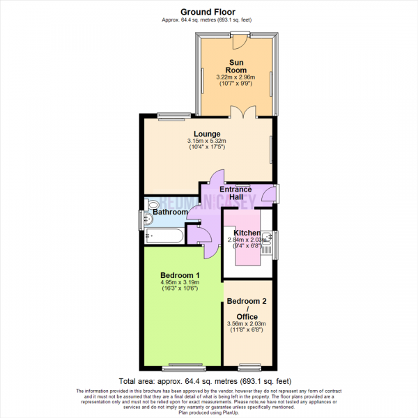 Floor Plan Image for 2 Bedroom Detached Bungalow for Sale in Higher Ridings, Bromley Cross, Bolton