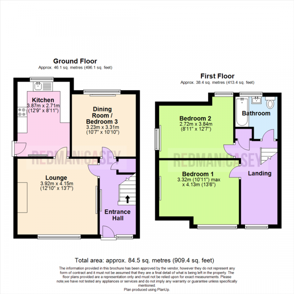 Floor Plan Image for 3 Bedroom Semi-Detached House for Sale in Harrison Crescent, Blackrod
