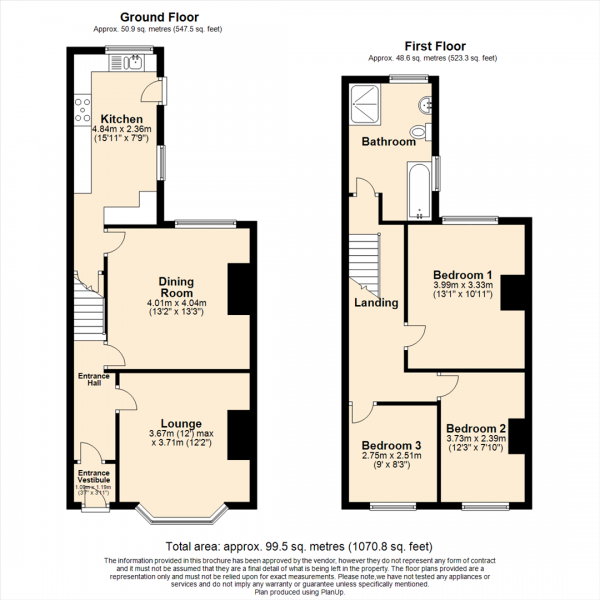 Floor Plan Image for 3 Bedroom Terraced House for Sale in Victoria Road, Horwich, Bolton