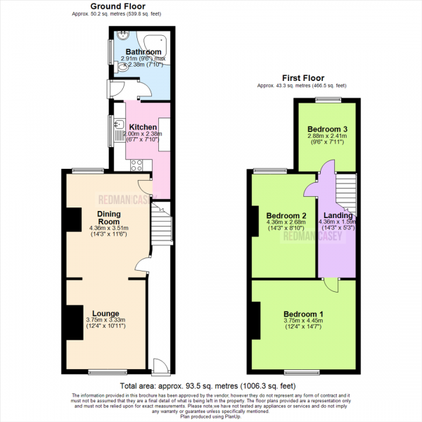 Floor Plan Image for 3 Bedroom Terraced House for Sale in Webb Street, Horwich, Bolton