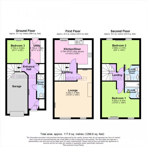 Floor Plan Image for 3 Bedroom Town House for Sale in Hazel Pear Close, Horwich, Bolton