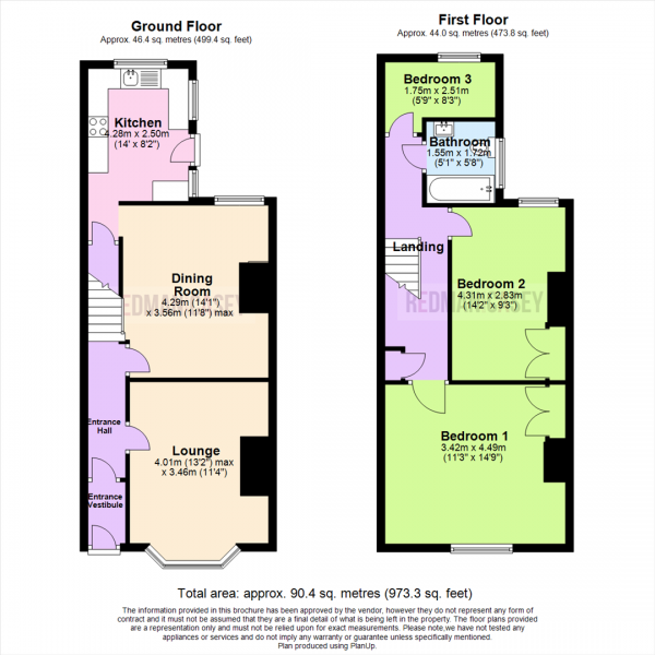 Floor Plan for 3 Bedroom Terraced House for Sale in Brownlow Road, Horwich, Bolton, BL6, 7EH -  &pound179,995