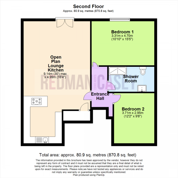Floor Plan for 2 Bedroom Flat to Rent in High Street, Belmont, Bolton, BL7, 8AJ - £231 pw | £1000 pcm