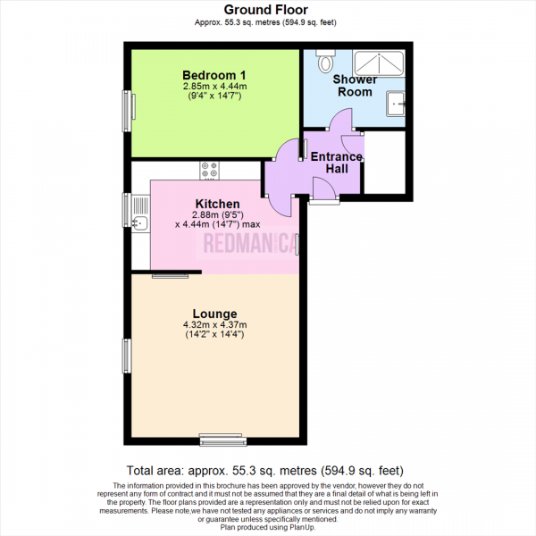 Floor Plan Image for 1 Bedroom Flat to Rent in High Street, Belmont, Bolton