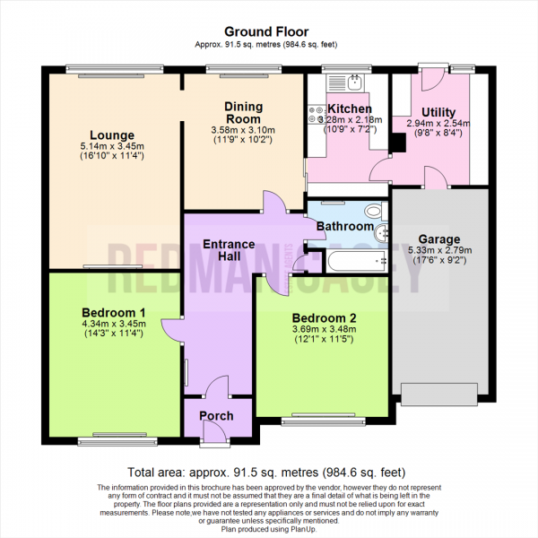 Floor Plan Image for 2 Bedroom Detached Bungalow for Sale in Newland Drive, Over Hulton, Bolton