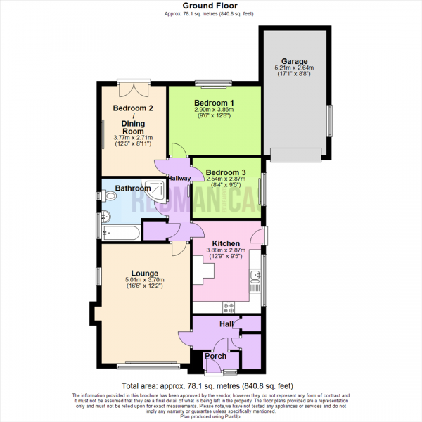 Floor Plan for 3 Bedroom Bungalow for Sale in Dunblane Avenue, Bolton, BL3, 4UB - OIRO &pound300,000