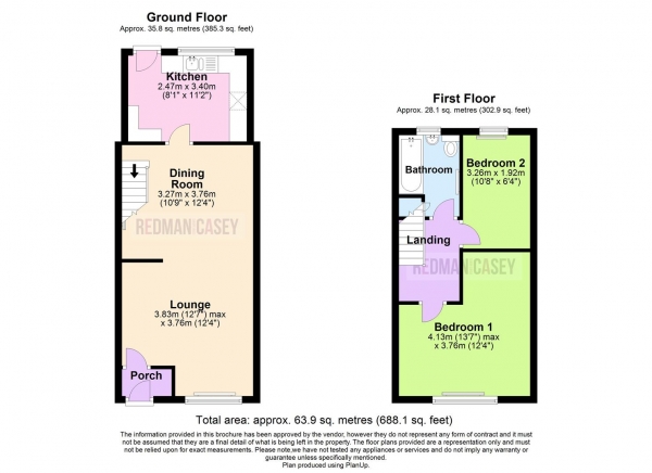 Floor Plan for 2 Bedroom Terraced House for Sale in Stephenson Street, Horwich, BL6, 5NQ - OIRO &pound115,000