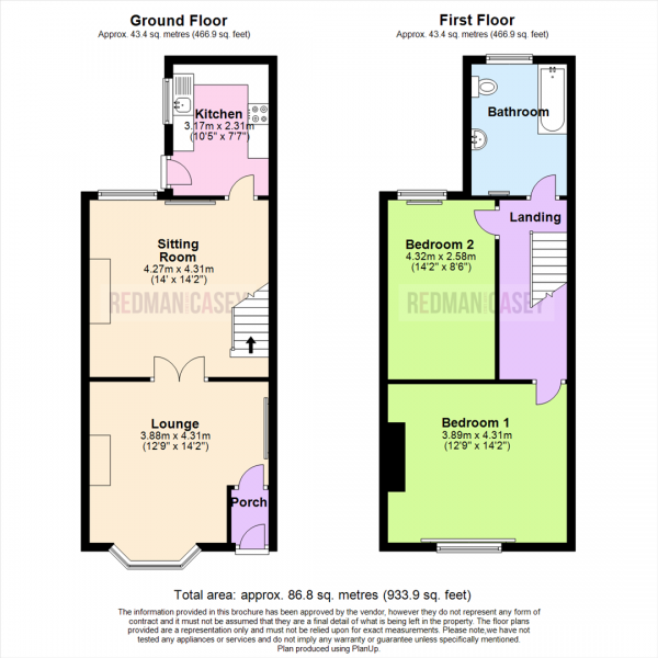 Floor Plan for 2 Bedroom Terraced House for Sale in Station Road, Blackrod, BL6, 5JE - OIRO &pound130,000