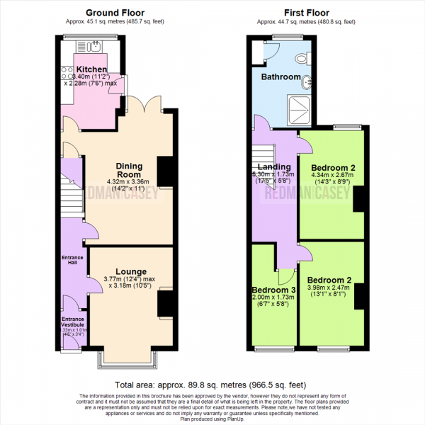Floor Plan for 3 Bedroom Terraced House for Sale in Leicester Avenue, Horwich, Bolton, BL6, 5QY - Guide Price &pound160,000