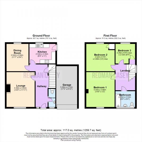 Floor Plan for 3 Bedroom Detached House for Sale in Caithness Drive, Ladybridge, Bolton, BL3, 4PG - Offers Over &pound330,000