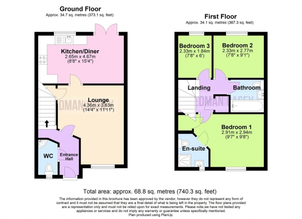 Floor Plan for 3 Bedroom Mews for Sale in Bakers Lane, Lostock, Bolton, BL6, 4GP - Offers Over &pound200,000
