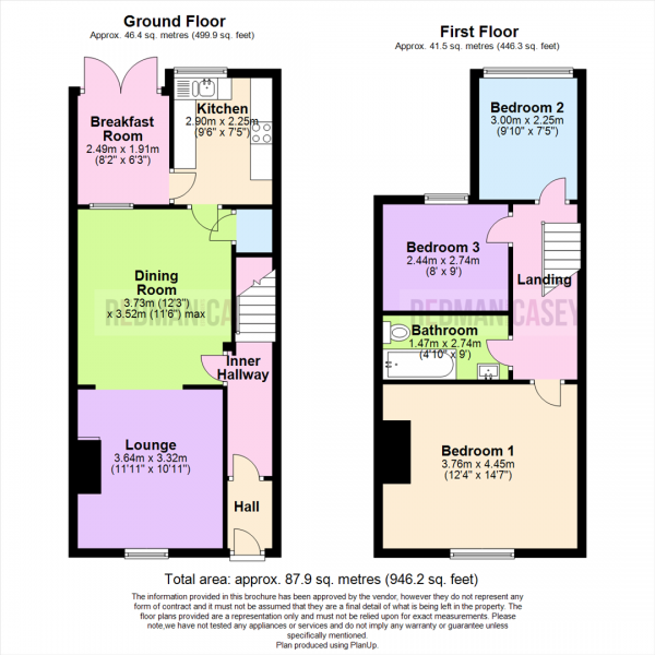 Floor Plan for 3 Bedroom Terraced House for Sale in Crown Lane, Horwich, Bolton, BL6, 7QR -  &pound155,000