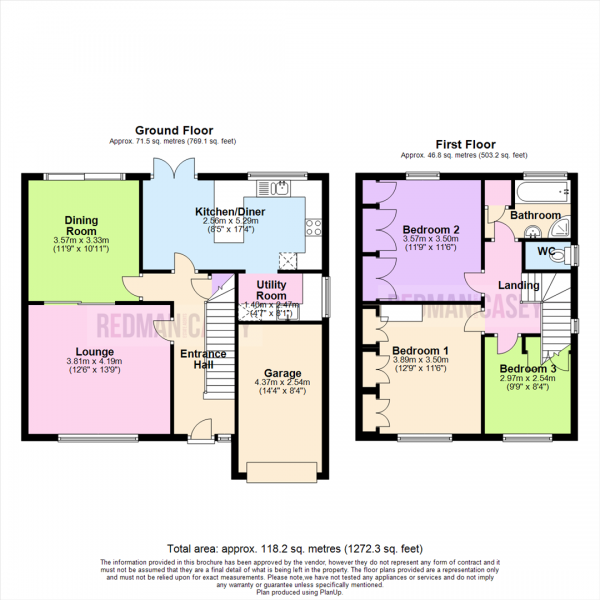 Floor Plan for 3 Bedroom Detached House for Sale in Merefold, Horwich, Bolton, BL6, 7RE - OIRO &pound395,000