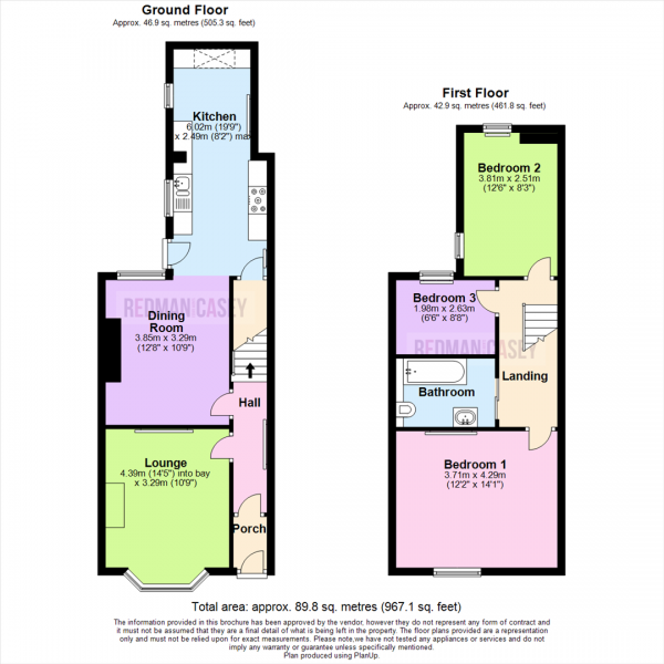 Floor Plan Image for 3 Bedroom Terraced House for Sale in Melbourne Grove, Horwich, Bolton