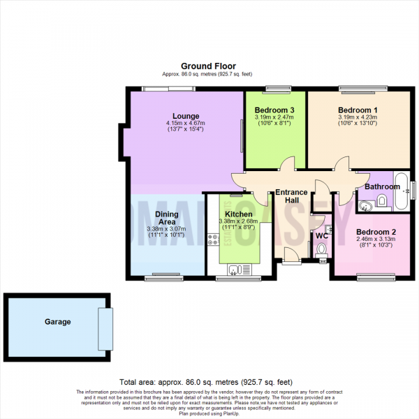 Floor Plan for 3 Bedroom Bungalow for Sale in Chilgrove Avenue, Blackrod, Bolton, BL6, 5TR - OIRO &pound340,000