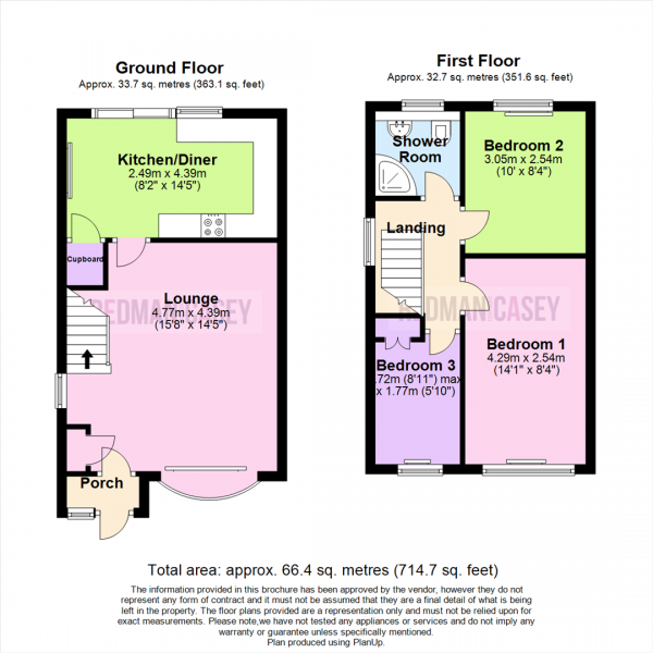 Floor Plan for 3 Bedroom Semi-Detached House for Sale in Cheviot Close, Horwich, Bolton, BL6, 7DF - OIRO &pound220,000