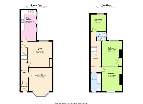 Floor Plan Image for 3 Bedroom Terraced House to Rent in Victoria Road, Horwich, Bolton