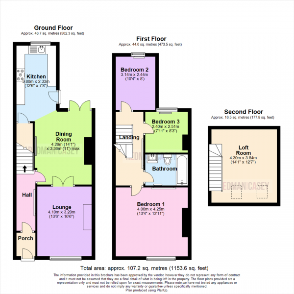 Floor Plan Image for 3 Bedroom Terraced House for Sale in Brownlow Road, Horwich, Bolton