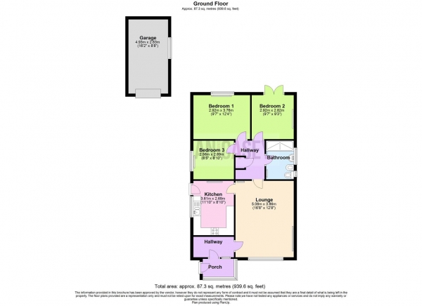 Floor Plan for 3 Bedroom Detached Bungalow for Sale in Chorley New Road, Lostock, Bolton, BL6, 4LN - Offers Over &pound315,000