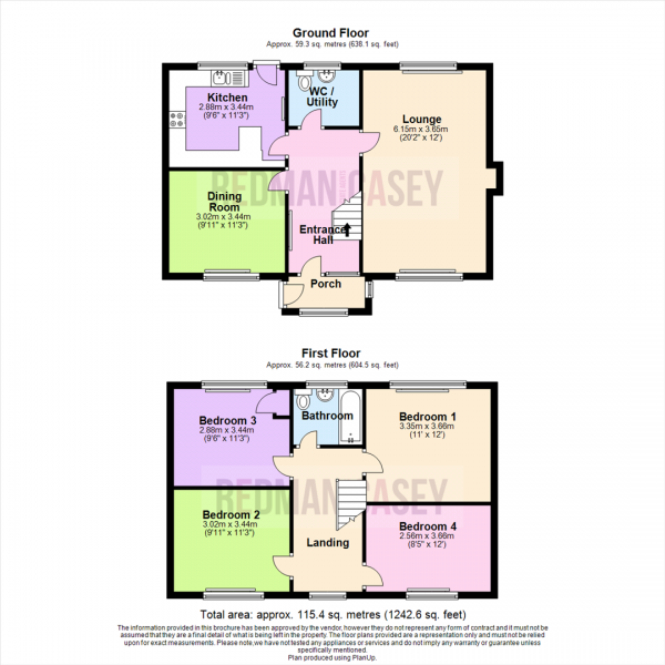 Floor Plan for 4 Bedroom Detached House for Sale in Cairngorm Drive, Ladybridge, Bolton, BL3, 4UF -  &pound360,000