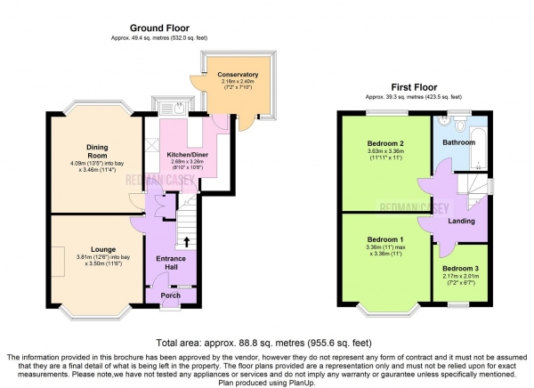 Floor Plan Image for 3 Bedroom Semi-Detached House for Sale in Brookland, Mill Lane, Foxholes, Horwich