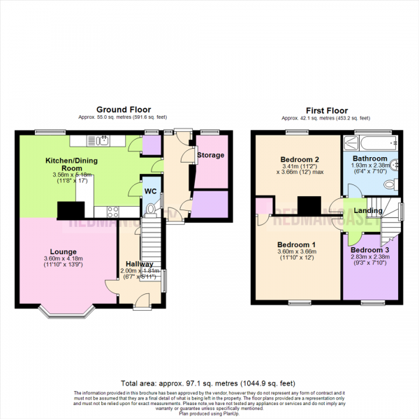 Floor Plan for 3 Bedroom Semi-Detached House for Sale in Fearnhead Avenue, Horwich, Bolton, BL6, 7LU -  &pound230,000