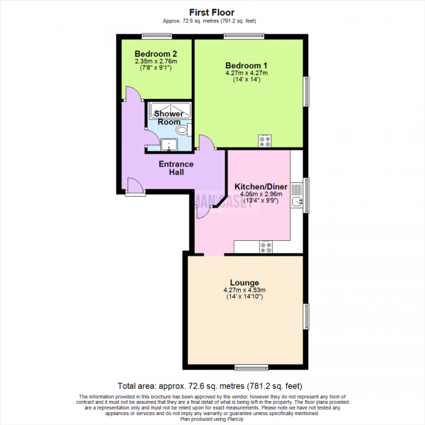 Floor Plan Image for 2 Bedroom Flat to Rent in High Street, Belmont, Bolton