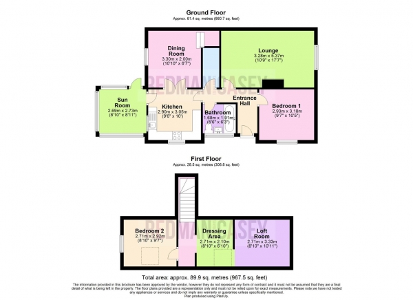 Floor Plan for 3 Bedroom Semi-Detached House for Sale in Ainsworth Avenue, Horwich, Bolton, BL6, 6NW - Offers Over &pound220,000