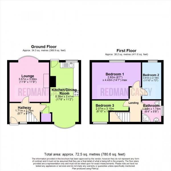 Floor Plan for 3 Bedroom Town House for Sale in Wilderswood Avenue, Horwich, Bolton, BL6, 7ES - OIRO &pound170,000