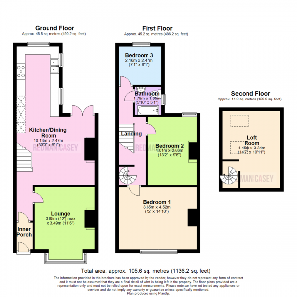 Floor Plan for 3 Bedroom Terraced House for Sale in Crown Lane, Horwich, Bolton, BL6, 7QW - OIRO &pound175,000