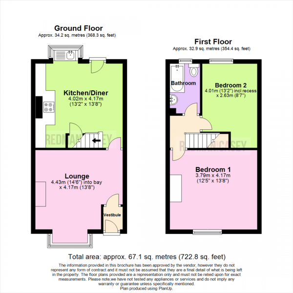 Floor Plan Image for 2 Bedroom Terraced House for Sale in Melrose Avenue, Heaton, Bolton