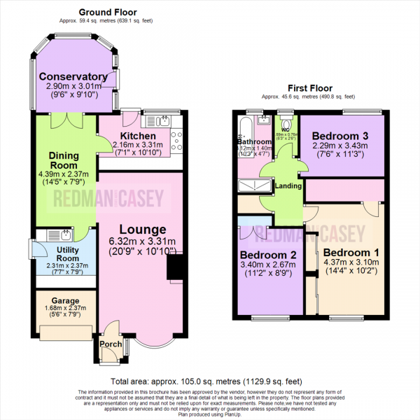 Floor Plan for 3 Bedroom Detached House for Sale in Park Meadow, Westhoughton, Bolton, BL5, 3UZ - OIRO &pound315,000